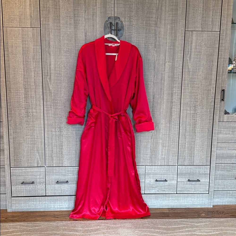 Victoria’s Secret 2003 Victoria's Satin Flannel Fleece Long Robe - Picture 3 of 14